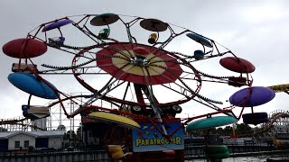 Paratrooper On Ride POV Fun Spot America  Theme Park  SJBBVideos [upl. by Netsrijk]