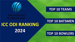 ICC ODI Ranking 2024  ICC ODI Batsman Ranking  ICC ODI Ranking Bowlers [upl. by Mallina391]