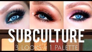 SUBCULTURE  3 LOOKS amp SWATCHES  ABH SUBCULTURE PALETTE TUTORIAL [upl. by Clayborne]