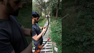 Unfletched vs Fletched WOODEN Arrows Experiment short [upl. by Eintruok699]