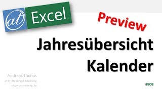 Jahresübersicht in Excel erstellen  Jahresplaner  Kalender  Preview [upl. by Sherilyn]