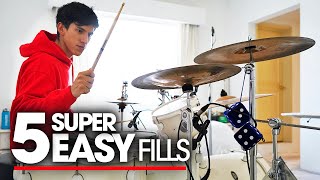 5 SUPER EASY FILLS  Drum Lesson Tutorial [upl. by Adiam350]