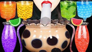 ASMR RAINBOW DRINKS GIANT BOBA BUBBLE TEA CANDY VAMPIRE FROG EGGS TEA 신기한 물 먹방 DRINKING SOUNDS [upl. by Rattan]