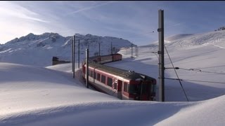 Matterhorn Gotthard Bahn und viel viel SchneeEisenbahnZüge [upl. by Neilson]