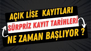 Açık Lise Yeni Kayıt İşlemleri Başlıyor [upl. by Thaddeus567]