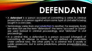 What is Defendant  defendant definition  defendant and plaintiff meaning \ urfu \ hindi [upl. by Addia]