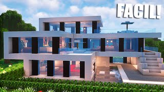 ✅Cómo hacer una casa MODERNA en Minecraft🏡 FÁCIL Y RÁPIDO 12 [upl. by Yelmene]