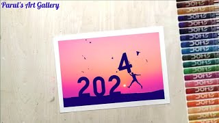 New Year Drawing 2024 With Oil PastelsEasy Drawing For BeginnersHappy New Year Painting Ideas [upl. by Donnenfeld]