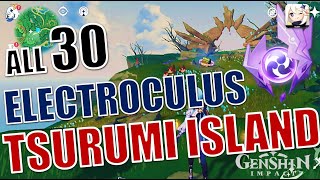 Easy Guide Tsurumi Island All 30 Electroculus Locations  Genshin Impact [upl. by Cia]