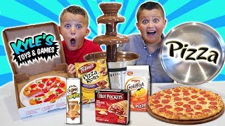 GIANT CHOCOLATE FOUNTAIN VS ALL KINDS OF PIZZA FOODS [upl. by Areikahs]