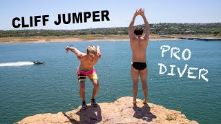 Cliff Jumper Takes On Pro Diver [upl. by Adnertal]