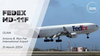 4K Intense and windy FedEx MD11 landing in beautiful Guam 31MAR2024 guam planespotting avgeek [upl. by Annaed]