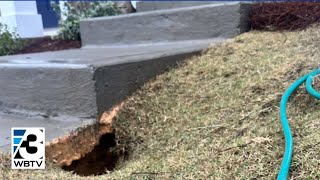 Stallings Homeowner Fears For Safety After Finding Sinkholes Around Her Home [upl. by Mairem739]