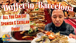 ALL YOU CAN EAT BUFFET IN BARCELONA SPAIN  Spanish amp Catalan Food Guide [upl. by Elleinet]