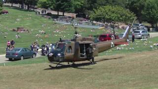 USA RAN UH1 Huey Helicopter Start amp departure from the Lone Tree Cemetery [upl. by Willman]