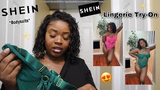 Shein Lingerie Try On Haul  Bodysuits amp Harness Set  Thick Girl Edition [upl. by Nomyad]