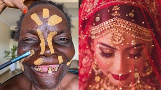 UNBELIEVABLE 😱🔥70 YEARS OLD GRANDMA INDIAN BRIDAL MAKEUP TRANSFORMATION 👆 MAKEUP TUTORIAL 😳💄 [upl. by Vogel]