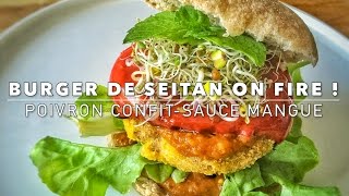 Burger de seitan on fire   Vegan burger [upl. by Htiaf]