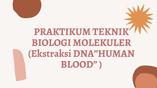 PRAKTIKUM TEKNIK BIOMOL EKTRAKSI DNA quotHUMAN BLOODquot [upl. by Anilosi]