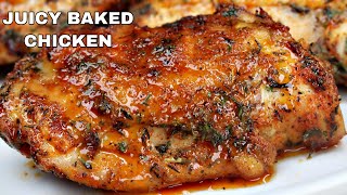 Youll Never Bake Chicken Thighs Any Other Way  Juicy OVEN Baked Chicken [upl. by Nelleeus]