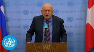 Russia on the Middle East  Security Council Media Stakeout  United Nations [upl. by Leoni198]