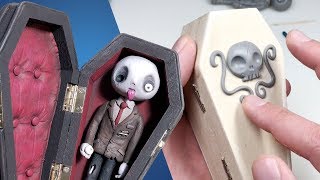 Turning a 2 Coffin into a TIM BURTON Style MOVIE PROP  Polymer Clay Timelapse Tutorial [upl. by Puiia117]