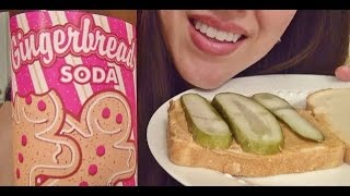 SassEsnacks ASMR  Eating Sounds  Peanut Butter amp Pickle Sandwich  Gingerbread Soda [upl. by Clim]