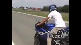 Yamaha R6 R1 lost the balance crash in a curve [upl. by Akinert808]