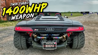 THIS 1400HP TWIN TURBO AUDI R8 SPYDER IS BALLISTICALLY FAST [upl. by Ycram]