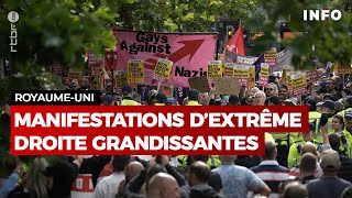 RoyaumeUni  manifestations et émeutes se multiplient  RTBF Info [upl. by Fulmis]