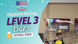 Level 3 Bars Routine 9925  USA Invitational 2023 [upl. by Varipapa]