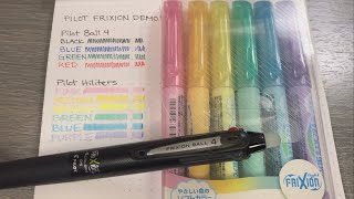 Pilot Frixion Ball 4 Multicolor Gel Pen and Light Soft Color Erasable Highlighter Demo [upl. by Hermosa993]