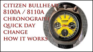 Citizen Bullhead 8110A Chronograph Day Corrector Operation [upl. by Fionnula]