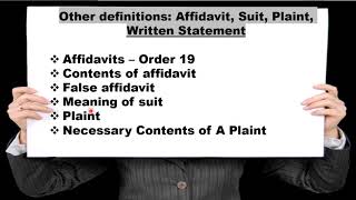 MEANING OF  AFFIDAVITSUITPLAINTWRITTEN STATEMENT for PCS J amp other law exams [upl. by Robinson]