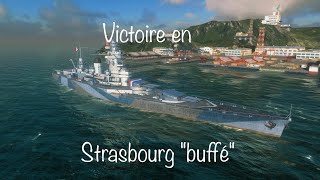 World of Warships Blitz  Victoire en Strasbourg quotbufféquot  Cuirassé français Premium Tiers 7 [upl. by Onyx]