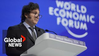 WEF Summit Argentinas Milei praises free markets slams socialism at Davos [upl. by Ydor]