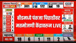 Maharashtra Lok Sabha Election 2024 Counting Day LIVE  बीडमध्ये पंकजा मुंडे पिछाडीवर  N18ER [upl. by Annaeerb]