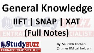 General Knowledge  Complete notes for IIFT XAT CMAT and SNAP examPart 1 [upl. by Raviv]