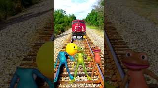 3 colourful Frogs Dance vs Train Driver Tom [upl. by Ahsanat834]