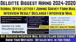 Deloitte 23 March Interview Mail  Verbal Offer Letter  Joining Survey  Interview Results Declared [upl. by Yurt]