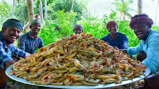 PRAWNS FRY  Crispy Shrimp Fry Recipe Cooking in Village  Tasty Fried Shrimp Seafood Recipe [upl. by Aibun]