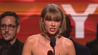 Did Taylor Swift Just Call Out Kanye West Watch Her GRAMMY Acceptance Speech [upl. by Victoria]