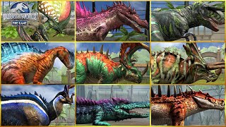 ALL CARNIVORE HERBIVORE PTEROSAUR amp AMPHIBIAN DINOSAURS Max Level  Jurassic World The Game [upl. by Irwinn]