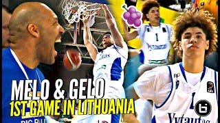 LaMelo Ball Gets JELLY amp LiAngelo DUNKING In FIRST PRO GAME IN LITHUANIA Full Highlights [upl. by Engedi]