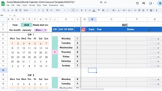 2024 Social Media Planner Calendar in Google Sheets FREE Template [upl. by Latimore]