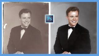 How to Repair and Colorize Old Photos Adobe Photoshop CC Tutorial [upl. by Euqinue]