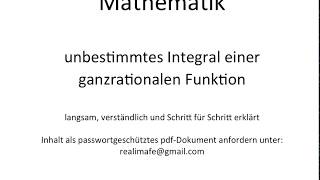 Unbestimmtes Integral ganzrationaler Funktionen [upl. by Hildegard]