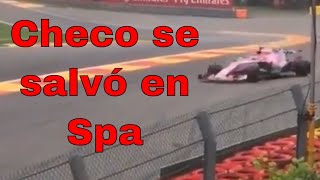 Checo Perez casi choca en la curva peligrosa llamada Eau Rouge de Spa GP de Bélgica Formula 1 [upl. by Petulia]