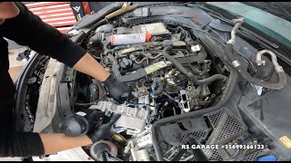 Oil cooler replacement on a 2017 mercedes benz c class w205 [upl. by Noremmac]