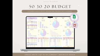 Monthly budget by budget rule google sheet template 50 30 20 monthly budget sheet [upl. by Eenet275]